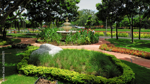 garden with fountain