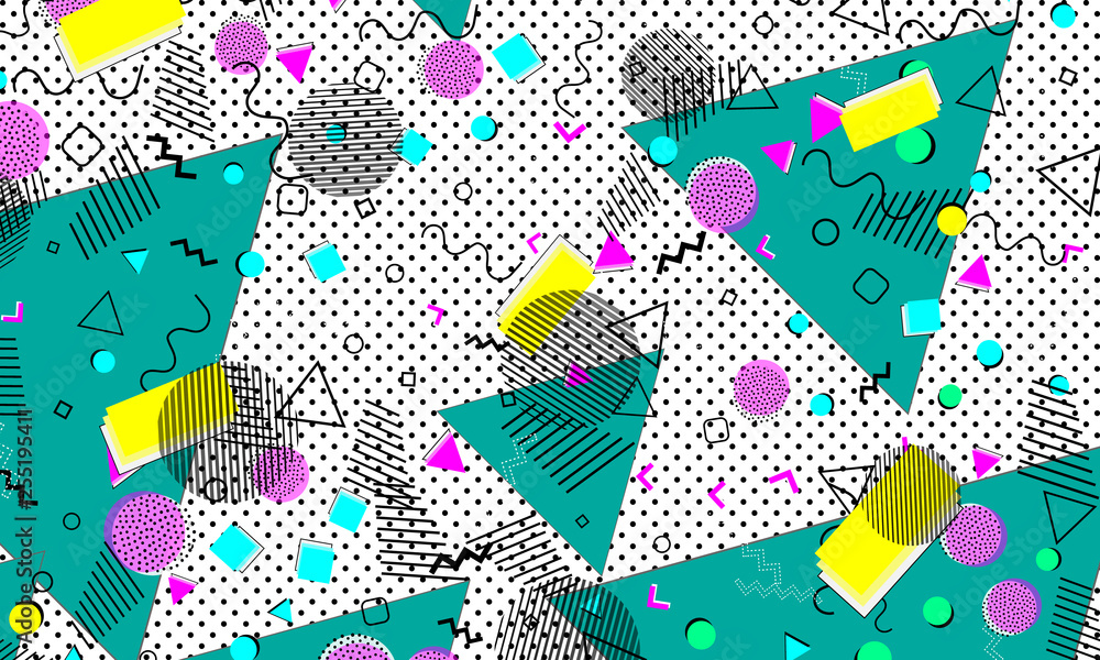 Fototapeta premium Pop art color background. Memphis pattern