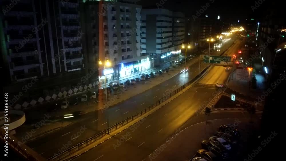 Timelaps, Dubai, night street view