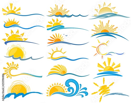 Set symbols of sun and sea. 