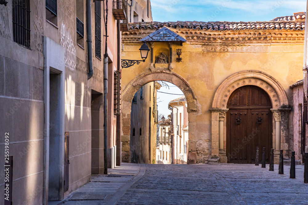 Streets of the historic center of Segovia in Spain