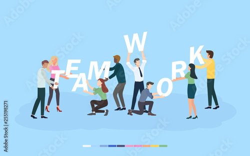 Creative brainstorming business teamwork and business strategy concept for team building ,co-working and collaboration. Flat design characters for web banner, marketing material and presentation.