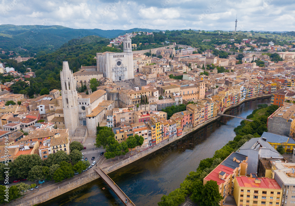 View from drone of Girona