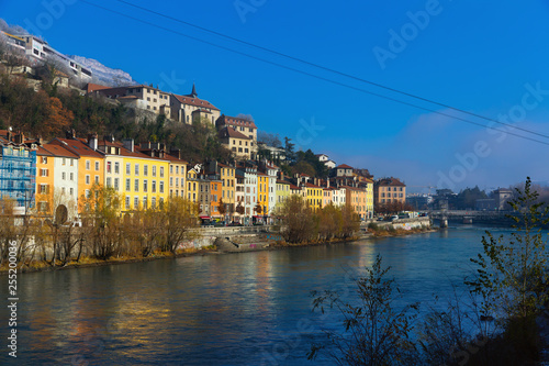 Right bank of Isere river in Grenoble  France