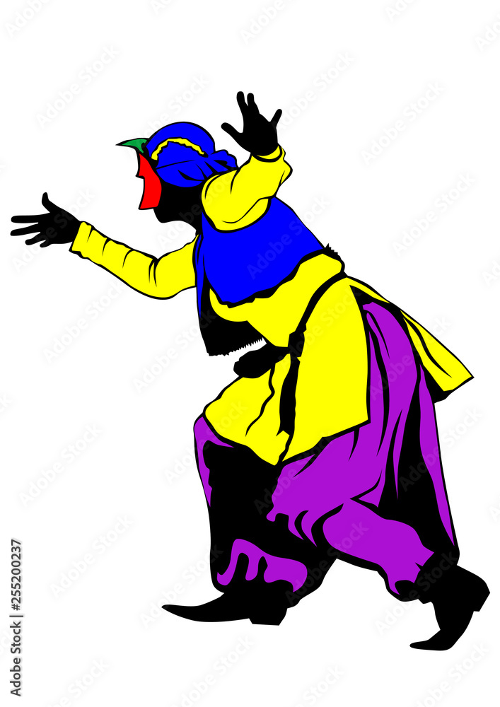 Clown in colorful clothes on a white background