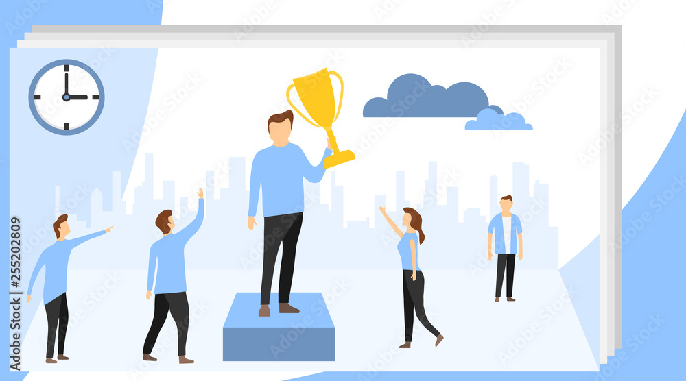Team Leader Landing Page. Succes team concept illustration, people celebrate success achievment, can be use for, landing page. Leadership Concept with Flat Business People Team Leader Landing Page. Succes team concept illustration, people celebrate success achievment, can be use for, landing page. Leadership Concept with Flat Business People