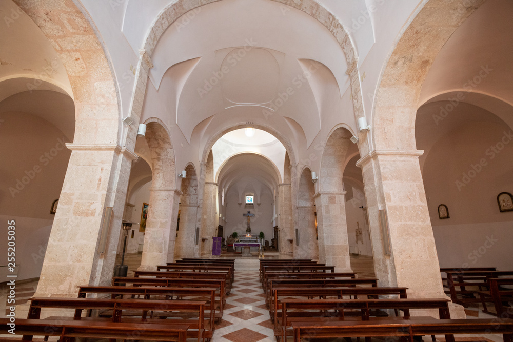 the interior of the church of Santa Maria di Stignano, Eremi (hermitage) di Stignano. Gargano National Park, Apulia, Italy
