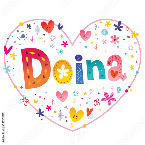 Doina - girls name decorative lettering heart shaped love design
