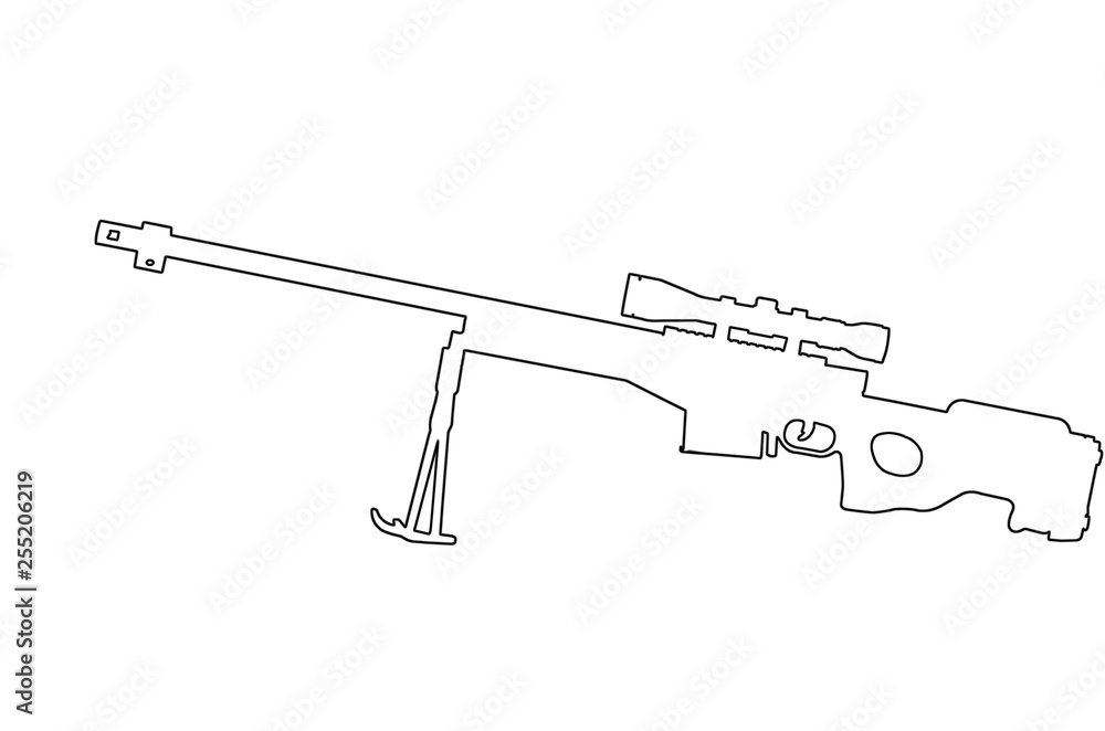outlines of military weapons. rifle outlines of military weapons. rifle