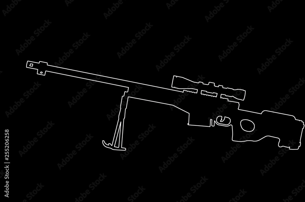 outlines of military weapons. rifle outlines of military weapons. rifle