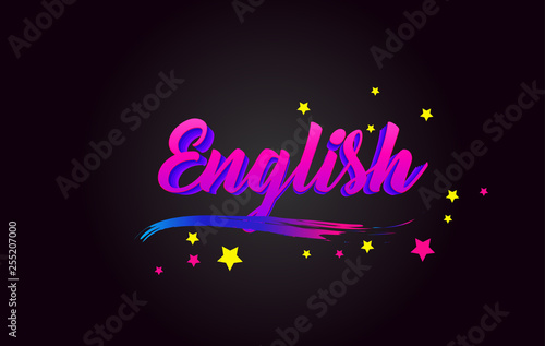 English Purple Handwritten lettering typography. Word for logotype, badge, icon, card, postcard, logo, banner, tag Vector Illustration.
