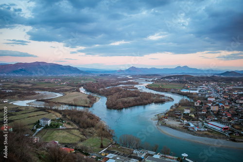 panoramic view  in Albania from Rozafa Castle in Shkoder, Shkodra © John Ilich
