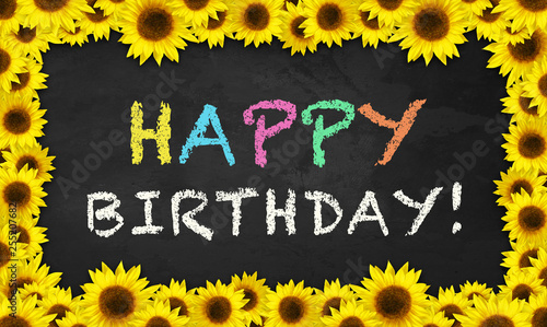 Photography Blackboard Sunflowers - Happy Birthday