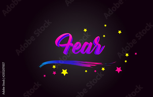 Fear Purple Handwritten lettering typography. Word for logotype, badge, icon, card, postcard, logo, banner, tag Vector Illustration.