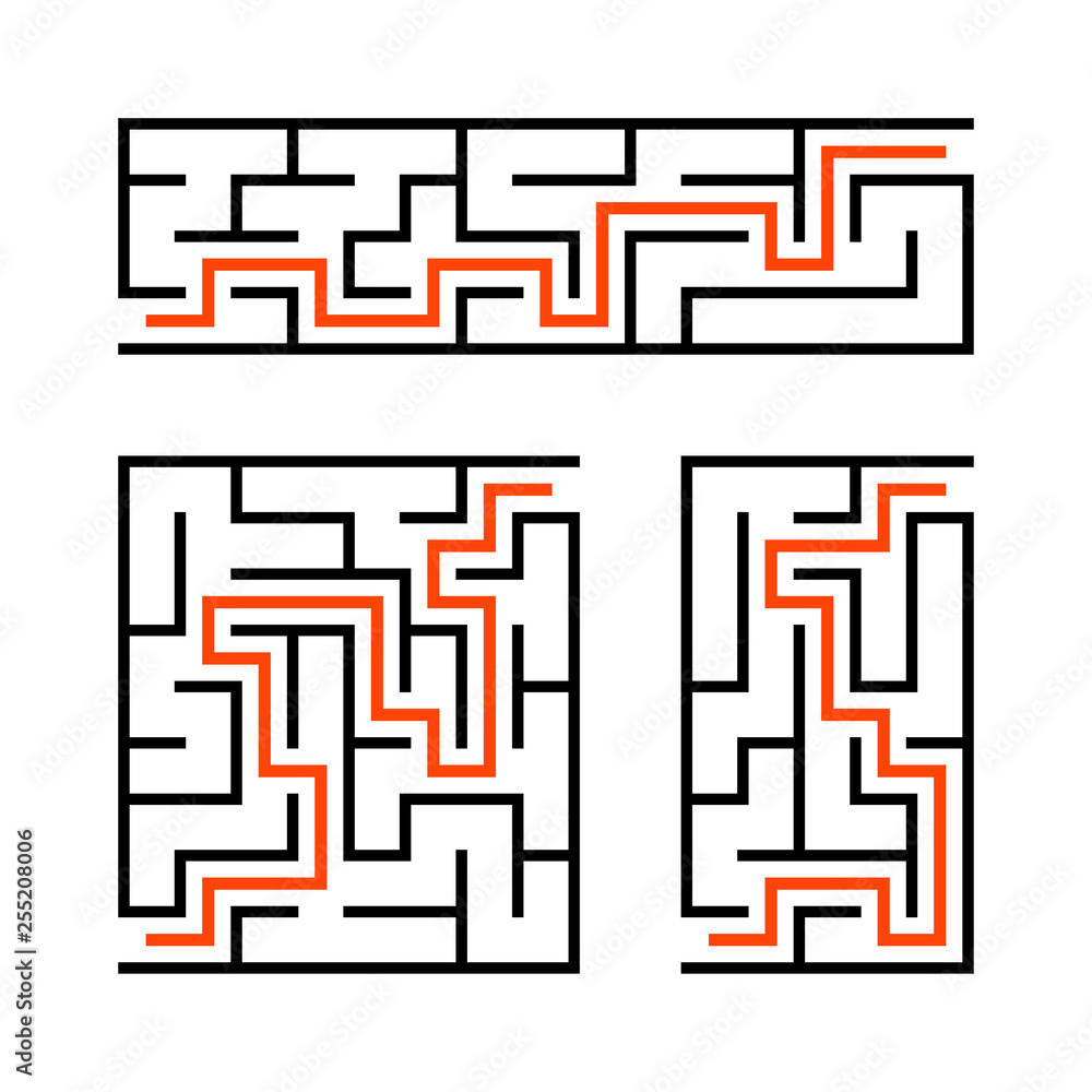 A set of mazes. Game for kids. Puzzle for children. Labyrinth conundrum. Vector illustration. A set of mazes. Game for kids. Puzzle for children. Labyrinth conundrum. Vector illustration.