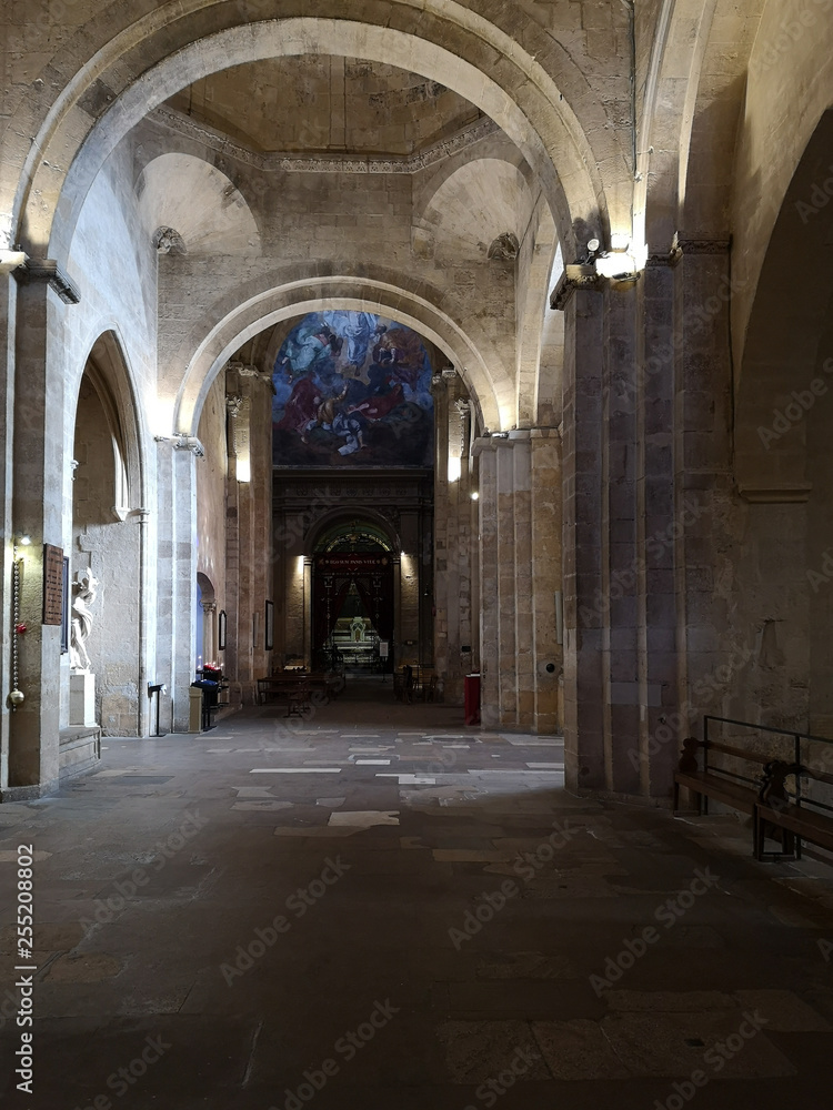 Decoration inside of  Aix Cathedral (French: Cathédrale Saint-Sauveur d'Aix-en-Provence) in Aix-en-Provence. Aix Cathedral was Built and re-built from the 12th until the 19th century.