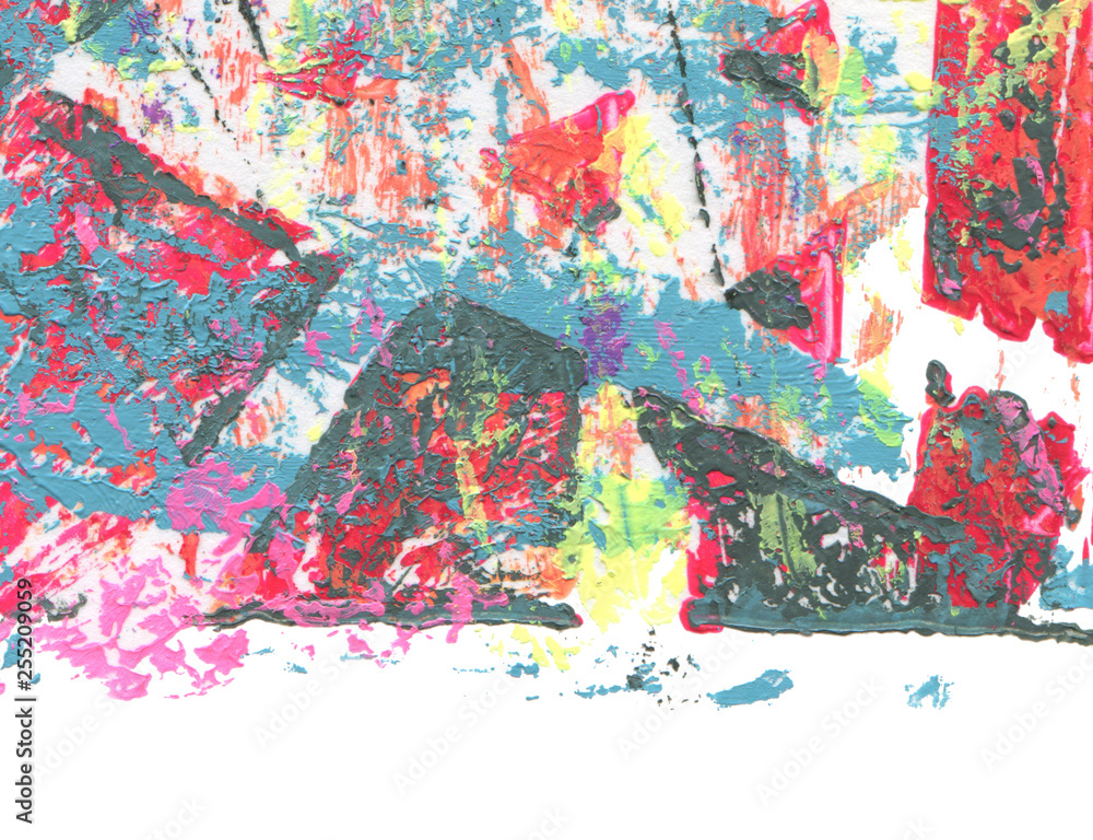 Naklejka premium Abstract color acrylic and watercolor painting. Monoprinting template. Canvas texture background.