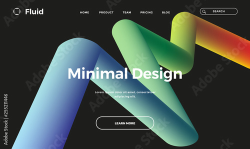Trendy abstract design template with 3d flow shapes. Dynamic gradient composition. Applicable for landing pages, covers, brochures, flyers, presentations, banners. Vector illustration. Eps10