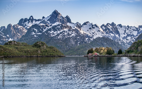 fairway of Raftsund in midnight sun, Lofoten Islands, norhern Norway, Scandinavia photo