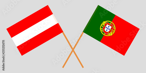 Portugal and Austria. The Portuguese and Austrian flags. Official colors. Correct proportion. Vector