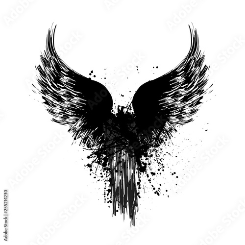 Grunge wings silhouette