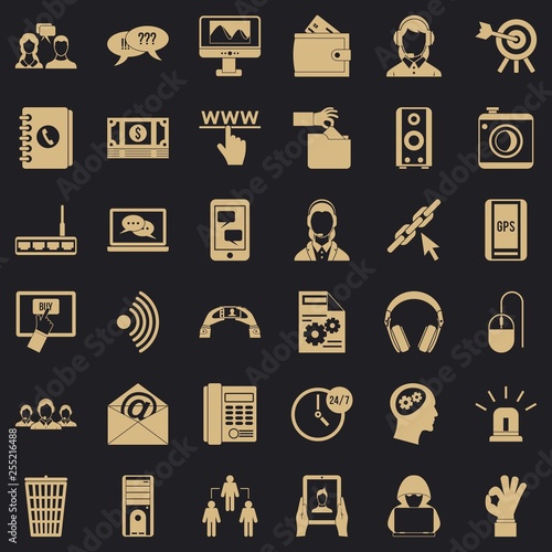 Contact support icons set. Simple style of 36 contact support vector icons for web for any design