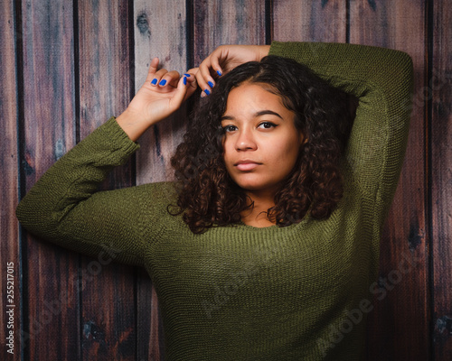 Beautiful, Biracial High School Senior with Curly Hair