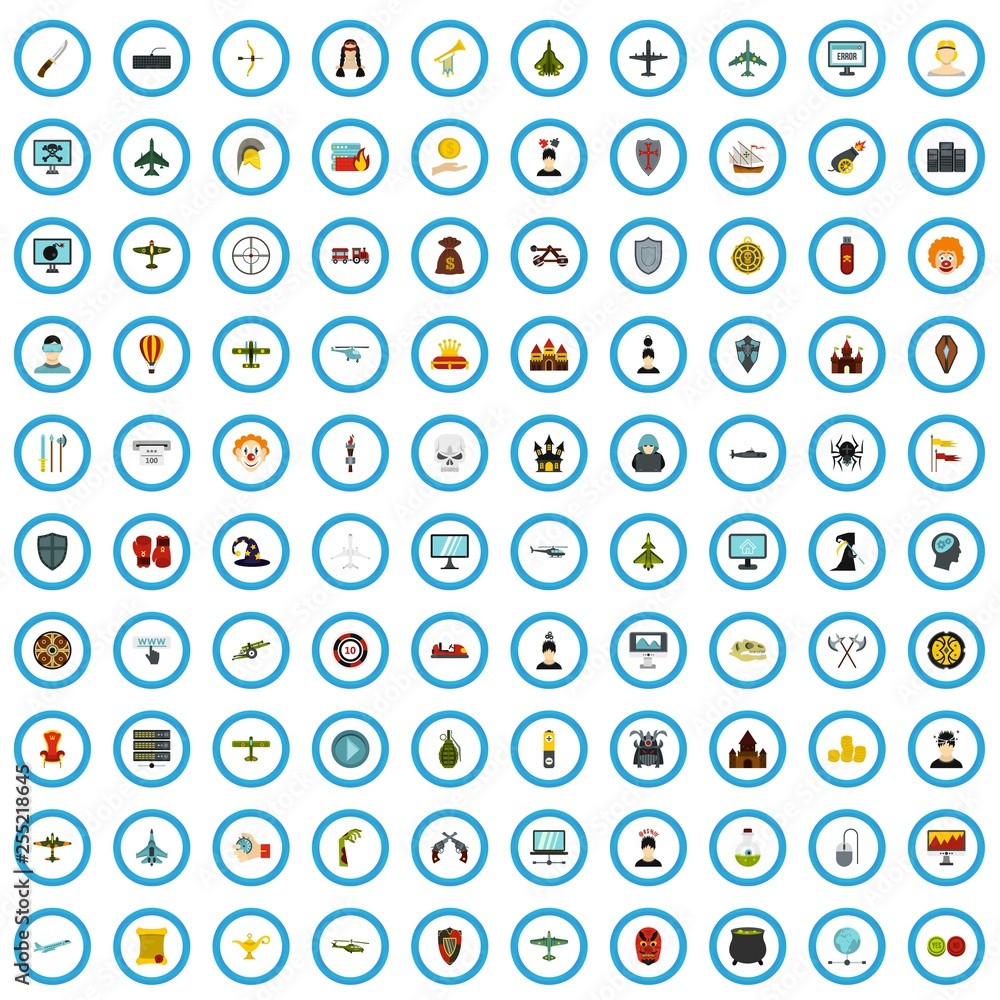 100 gaming icons set in flat style for any design vector illustration 100 gaming icons set in flat style for any design vector illustration