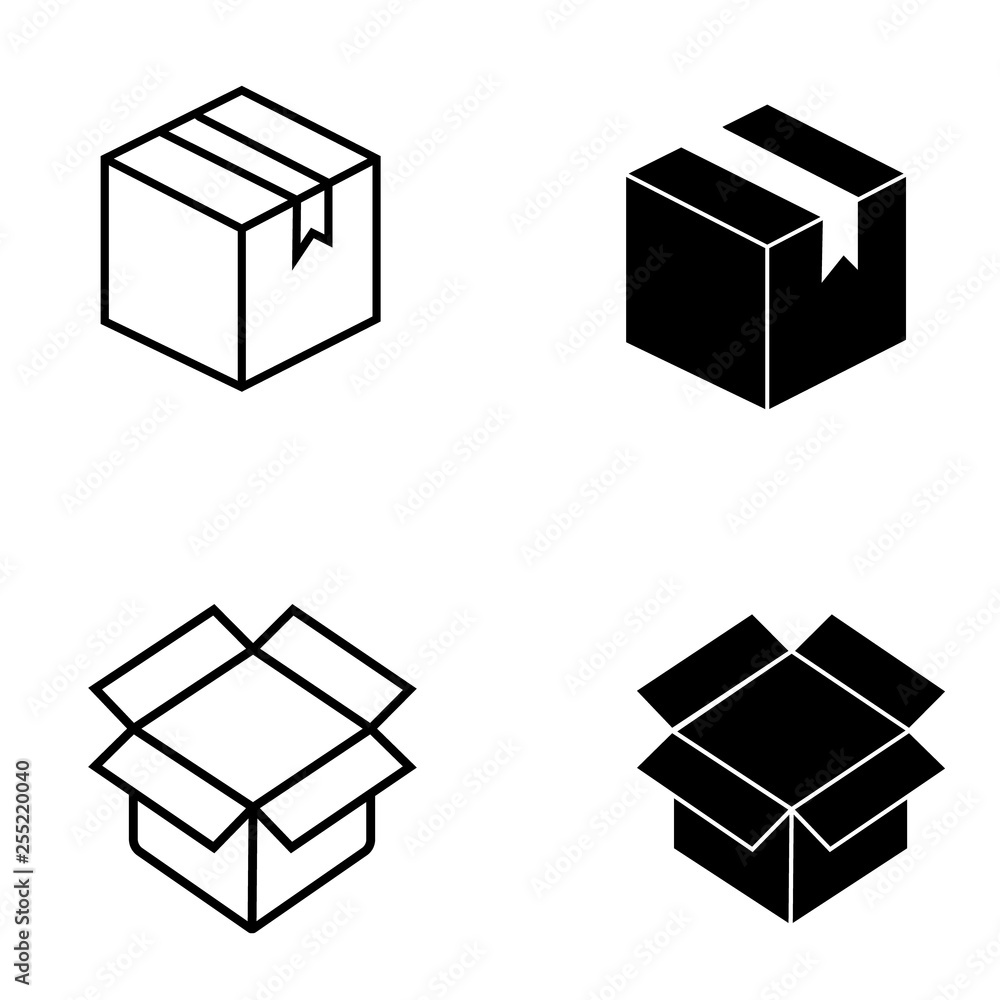 Set of cardboard box icons. Vector illustration - Vector