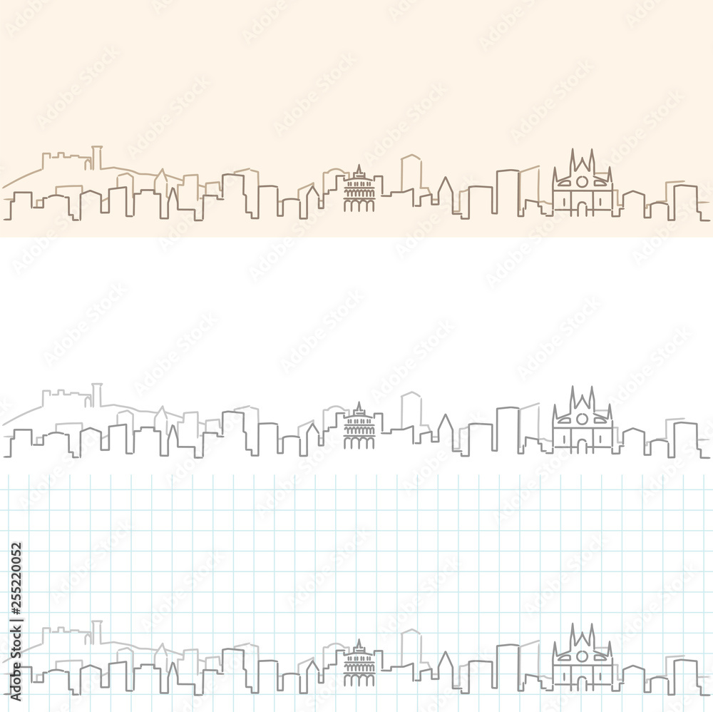 Naklejka premium Palma de Mallorca Hand Drawn Skyline