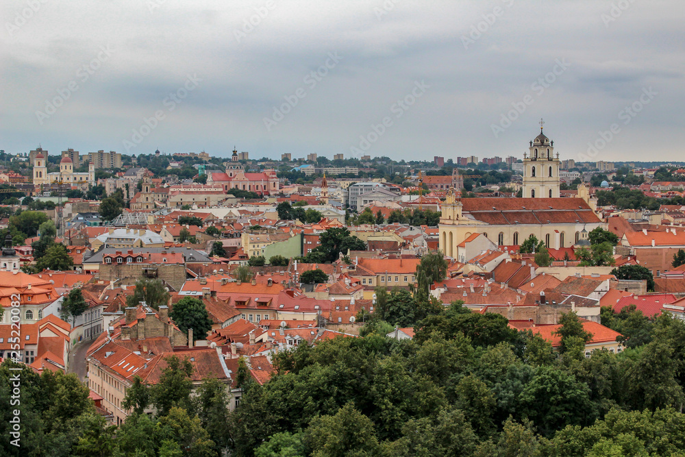 Fototapeta premium Panorama of Vilnius, Lithuania on a rainy day