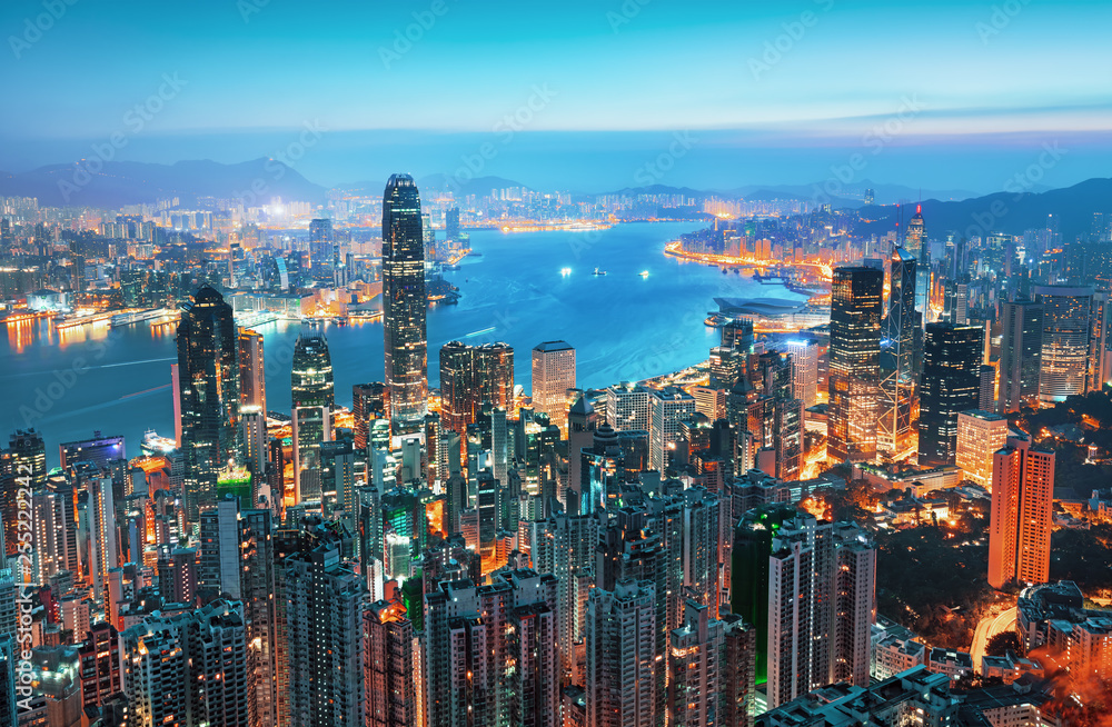 Amazing view on Hong Kong city from the Victoria peak, China