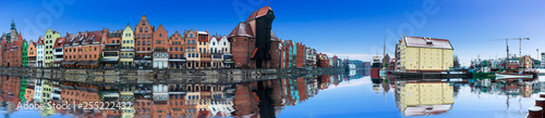 Full panorama of Gdansk, buildings by the Motlawa