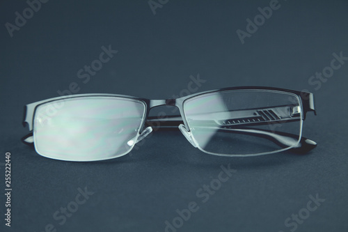 glasses on a black table