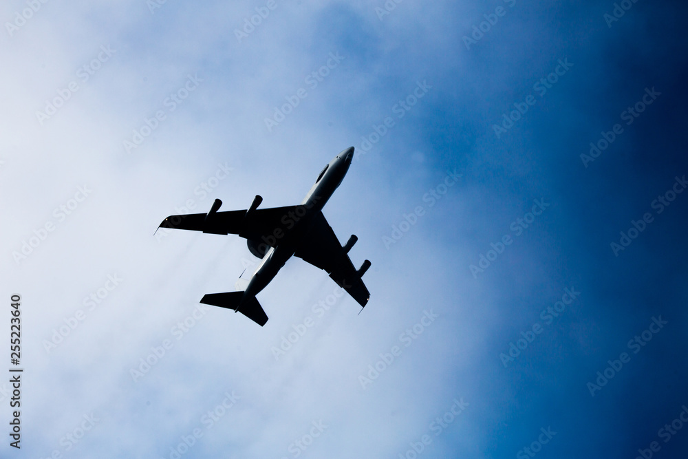 Luxury private jetliner flying above clouds. Luxury private jetliner flying above clouds.