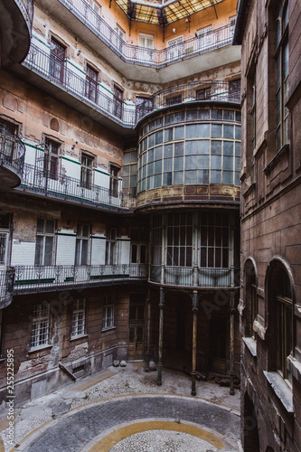Photography Courtyard of the old historical Building in Budapest city, Hungary