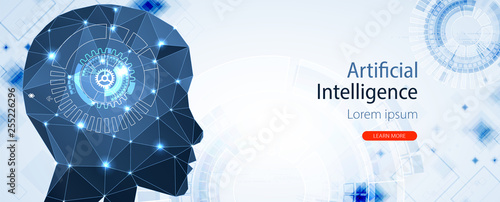 Artificial Intelligence concept.  Creative brain concept background. Vector science illustration.