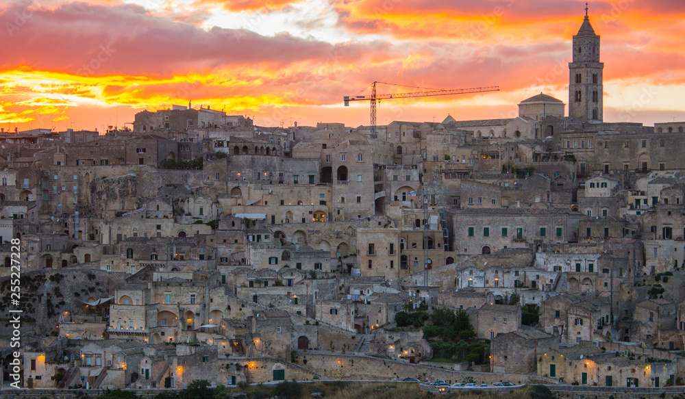 panoramic view of old city in the evening