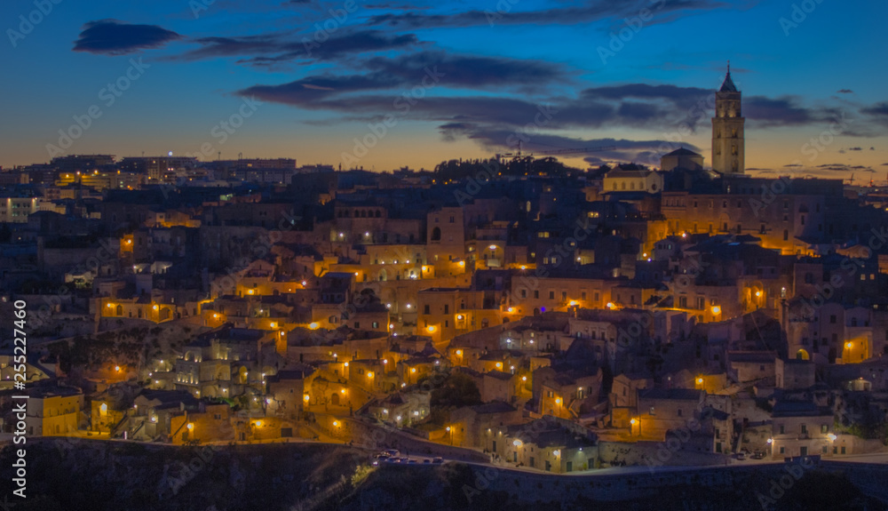 panorama of old town at night