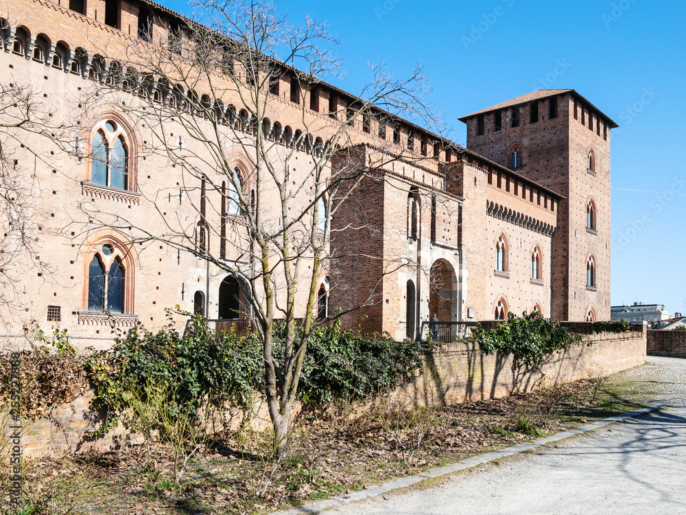 side view of Castello Visconteo in Pavia city