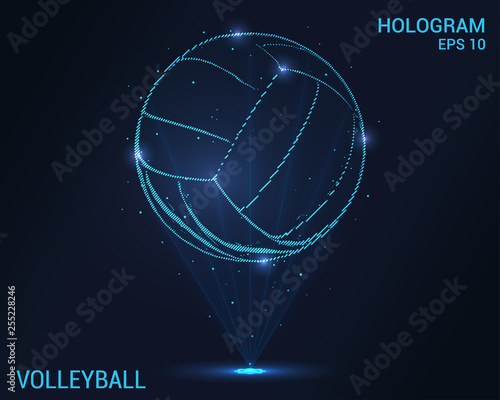 Volleyball hologram. Digital and technological background of volley ball. Futuristic volleyball design.