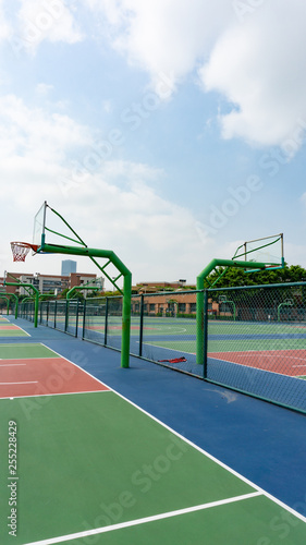 basketball stands on the basketball court