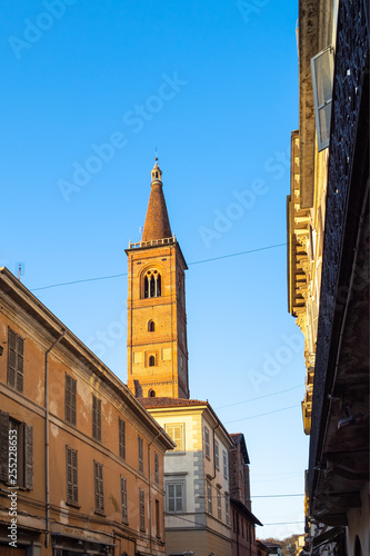 Wallpaper Mural bell tower of church and street in Pavia at sunset Torontodigital.ca
