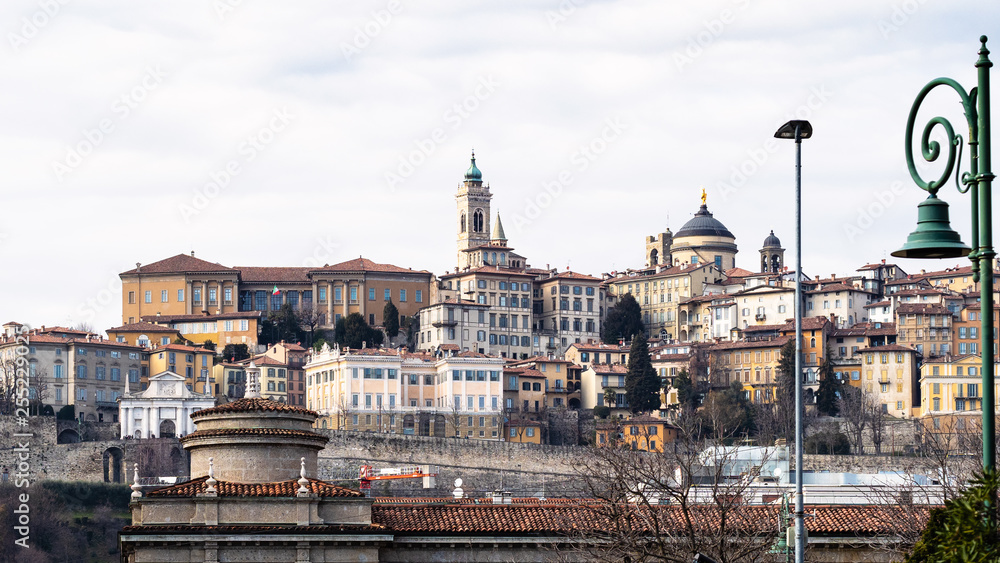 view of Upper Town from Porta Nuova in Bergamo