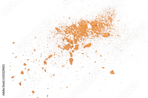 Shattered red brick dust isolated on white background