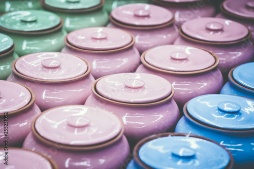 Colorful pots jars