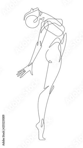 Woman Figure Pose Continuous One Line Vector Illustration Graphic