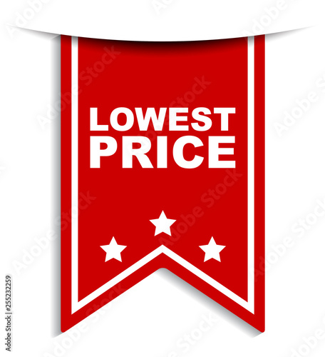 red vector banner lowest price