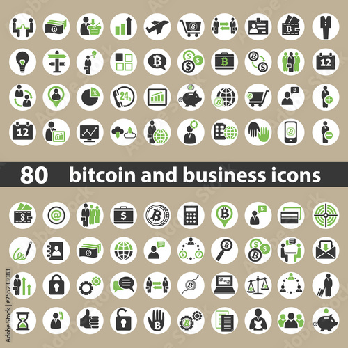 Set of business and bitcoin icons