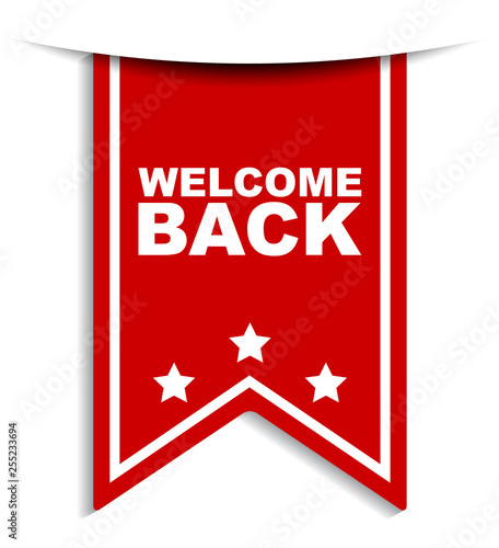 red vector banner welcome back